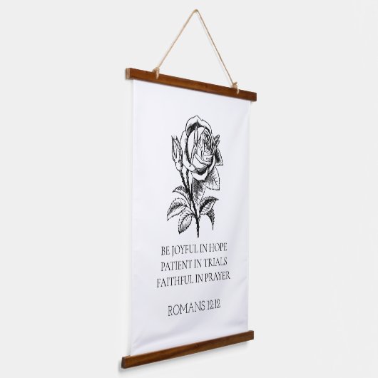 Romeinen 12:12 Houten Opknoping Teken, Bijbel Vers Hangend Wandkleed (Gebogen)