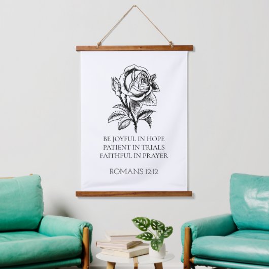 Romeinen 12:12 Houten Opknoping Teken, Bijbel Vers Hangend Wandkleed (Woonkamer)