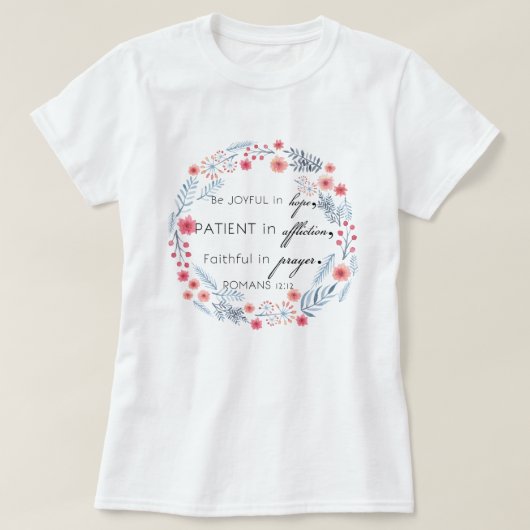 Romeinen 12:12 T-shirt (Design voorkant)