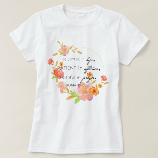 Romeinen 12:12 T-shirt (Design voorkant)