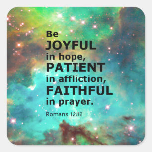 Romeinen 12:12 vierkante sticker