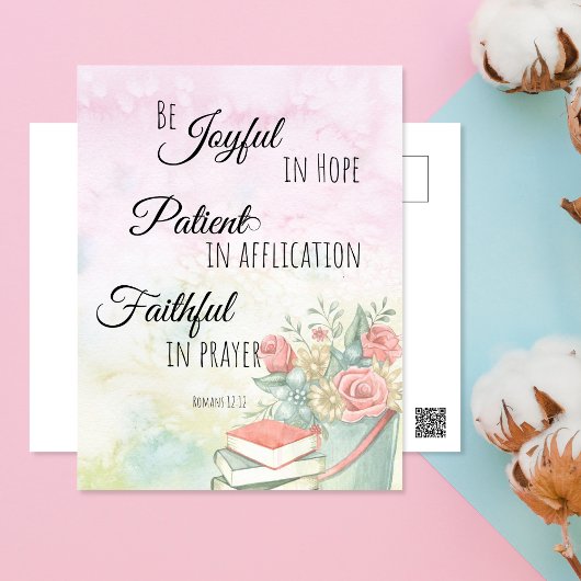 Romeinen 12:12 Wees blij in Hope bible verse Briefkaart