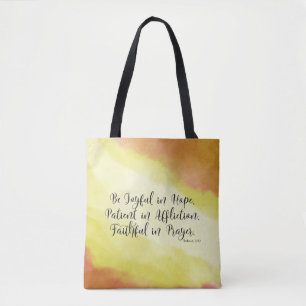 Romeinen 12:12 Wees blij met hoop Christelijke Bij Tote Bag