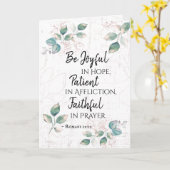 Romeinen 12:12 Wees hoopvol, trouw in de gebeden Kaart (Gele Bloem)