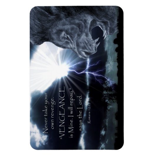 Romeinen 12:19 WRAAK | Lion & Lightning Magneet (Verticaal)