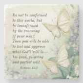 Romeinen 12:2 Niet in overeenstemming met deze wer Stenen Onderzetter (Voorkant)