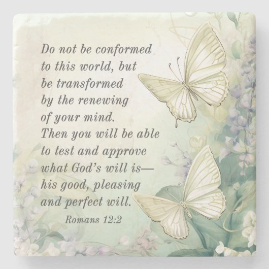 Romeinen 12:2 Niet in overeenstemming met deze wer Stenen Onderzetter (Voorkant)