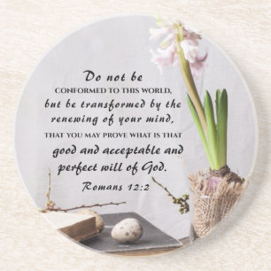 Romeinen 12:2 Niet met deze wereld worden geconfro Zandsteen Onderzetter