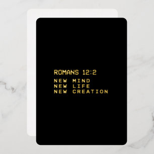 Romeinen 12:2 Nieuwe Geest Leven Creatie Minimalis Folie Feestdagenkaart