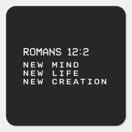 Romeinen 12:2 Nieuwe Geest Leven Creatie Minimalis Vierkante Sticker