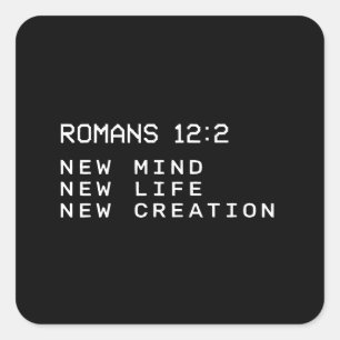 Romeinen 12:2 Nieuwe Geest Leven Creatie Minimalis Vierkante Sticker