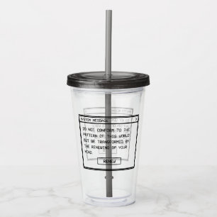 Romeinen 12:2 Zwart en Wit Computer Waarschuwingsv Acryl Drinkbeker