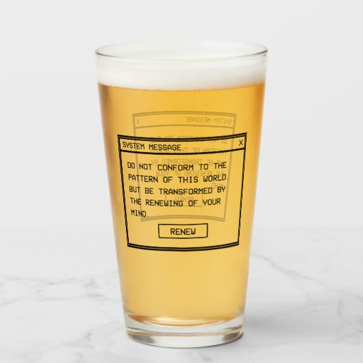 Romeinen 12:2 Zwart en Wit Computer Waarschuwingsv Glas (Achterkant gevuld)