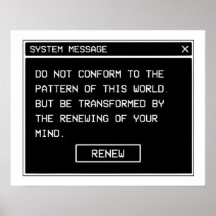 Romeinen 12:2 Zwart en Wit Computer Waarschuwingsv Poster
