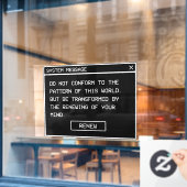 Romeinen 12:2 Zwart en Wit Computer Waarschuwingsv Raamsticker (Cafe Raam)
