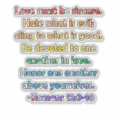 Romeinen 12:9-10 Bijbelvers Sticker (Voorkant)