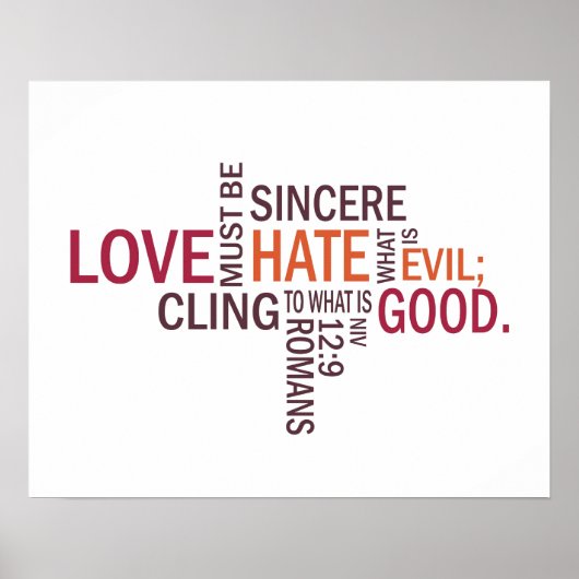 Romeinen 12:9 "Sincere Love" Subway Art Poster (Voorkant)