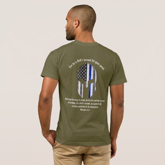 Romeinen 13:4 Thin Blue Line T-shirt (Achterkant volledig)