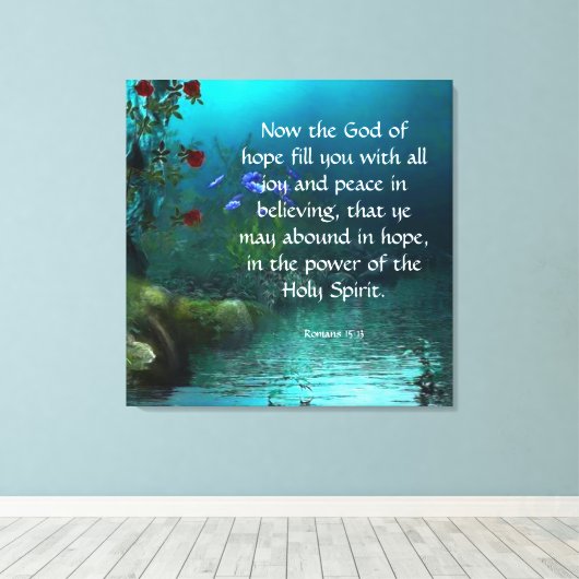 Romeinen 15:13 canvas afdruk (Insitu (Houten vloer))