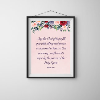 Romeinen 15:13 Christelijk Bijbelvers Bloemenkunst Poster