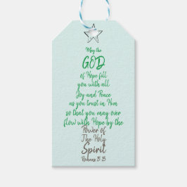 Romeinen 15:13 God Hoop Vreugde & Vrede Kerstmis Cadeaulabel