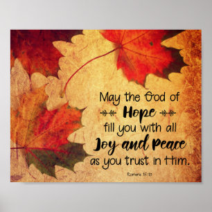Romeinen 15:13 God of Hope Autumn Leaves Poster