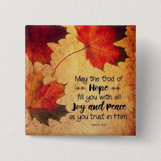 Romeinen 15:13 God of Hope Autumn Leaves Vierkante Button 5,1 Cm (Voorkant)