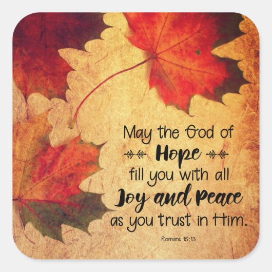 Romeinen 15:13 God of Hope Autumn Leaves Vierkante Sticker (Voorkant)
