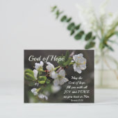 Romeinen 15:13 God of Hope White Flowers Briefkaart (Staand voorkant)