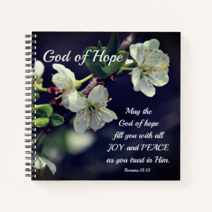 Romeinen 15:13 God of Hope White Flowers Notitieboek