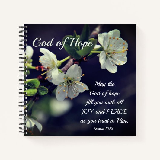 Romeinen 15:13 God of Hope White Flowers Notitieboek (Voorkant)