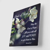 Romeinen 15:13 God of Hope White Flowers Vierkante Klok (Hoek)