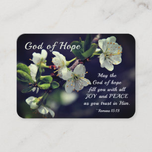 Romeinen 15:13 God of Hope White Flowers Visitekaartje