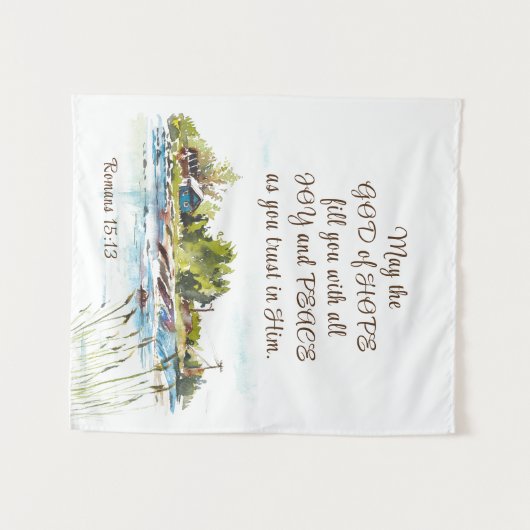 Romeinen 15:13 God van de Hoop Christelijk Bijbelv Wandkleed (Voorkant (horizontaal))