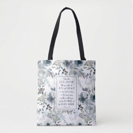 Romeinen 15:13 God van hoop, Floral Tote Bag (Voorkant)