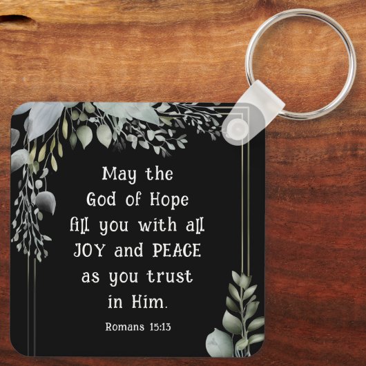 Romeinen 15:13 God van hoop vullen u met vrede vre Sleutelhanger (Achterkant)