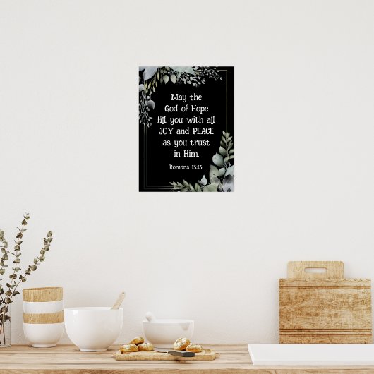 Romeinen 15:13 God van hoop vullen u met vreugde v Poster (Keuken)