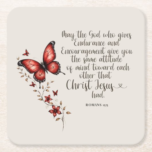 Romeinen 15:5 Bijbelvers Afbeelding Kartonnen Onderzetters (Voorkant)