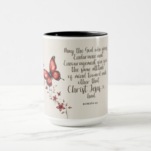 Romeinen 15:5 Bijbelvers Afbeelding Mok (Midden)