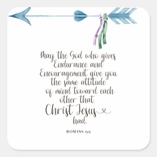 Romeinen 15:5 Bijbelvers Vierkante Sticker (Voorkant)