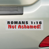 Romeinen 1:16 Niet Ashamed Red en Black Bumpersticker (Op auto)