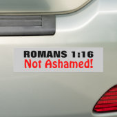 Romeinen 1:16 Niet beschaamd Bumpersticker (Op auto)