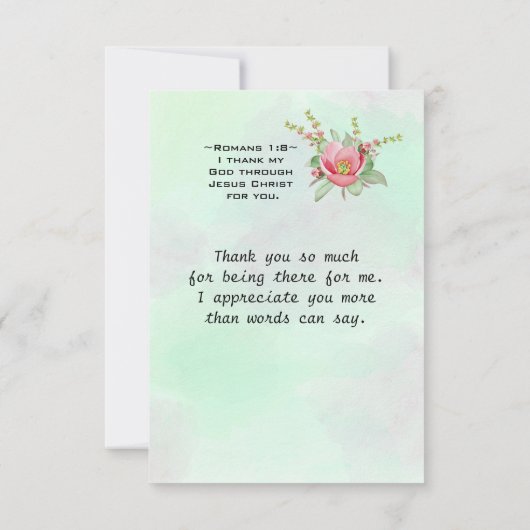 Romeinen 1:8 Ik dank mijn God voor jullie, Inspire Bedankkaart (Achterkant)