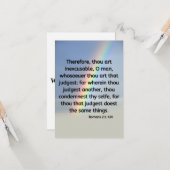 Romeinen 2:1 KJV Bijbel Verse Pic Flat Greep Kaart (Voorkant / Achterkant in situ)