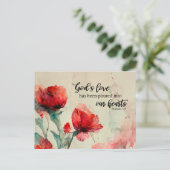 Romeinen 5:5 God's liefde bijbel vers rood roze bl Briefkaart (Staand voorkant)