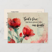Romeinen 5:5 God's liefde bijbel vers rood roze bl Briefkaart (Voorkant / Achterkant)