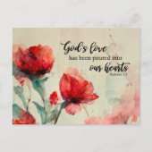 Romeinen 5:5 God's liefde bijbel vers rood roze bl Briefkaart (Voorkant)