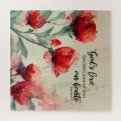 Romeinen 5:5 God's liefde bijbel vers rood roze bl Legpuzzel (Horizontaal)