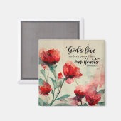 Romeinen 5:5 God's liefde bijbel vers rood roze bl Magneet (Voorkant / Achterkant)