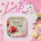 Romeinen 5:5 God's liefde bijbel vers rood roze bl Papieren Bordje (Feest)